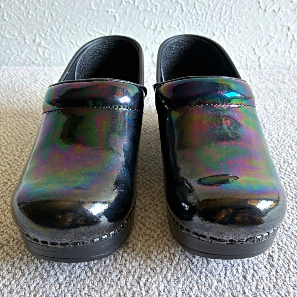 Dansko Professional Petrol Patent Iridescent Clogs Women's EU 37